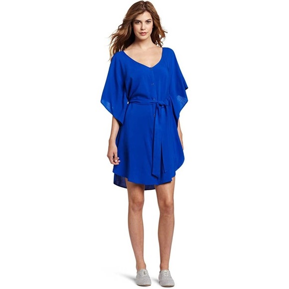 Jack by BB Dakota XS  Boho Blue & Me Forever Cobalt Blue Belted Cape Dress - Picture 6 of 10